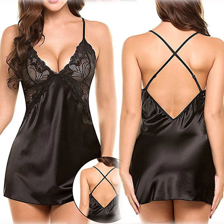 Léa™ | Nuisette Babydoll Satin & Dentelle